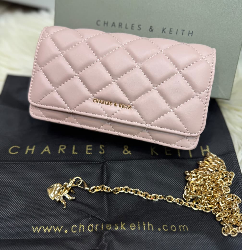 C-H-A-R-L-E-S & K-E-I-T-H Arrietty Quilted Wallet – Premium Quality Women Wallet | Brand Box (Pink)