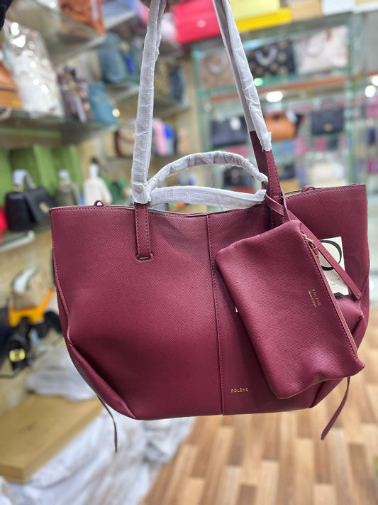 P-O-L-È-N-E CYME EDITION TEXTURED TAUPE – Women Bag (Maroon)