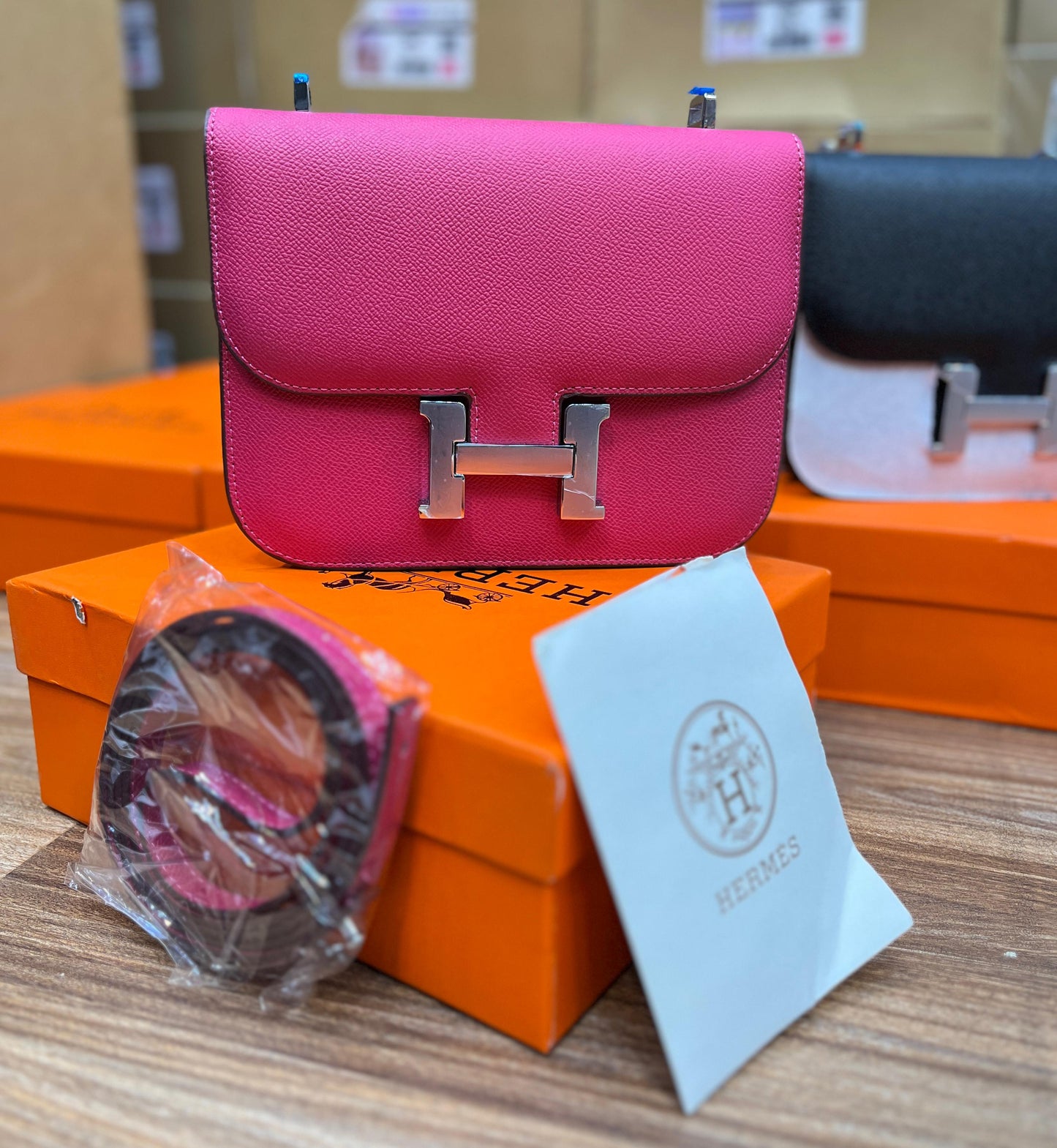 Hermès Constance 18 Bag – Classic Palladium Hardware (Pink)