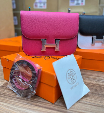 Hermès Constance 18 Bag – Classic Palladium Hardware (Pink)