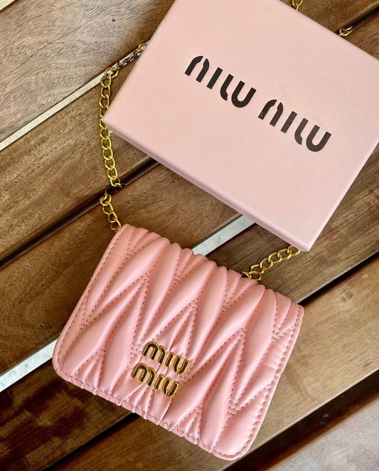 M-I-U M-I-U Morgan Card Case On A Chain – Luxury Women Bag (Pink)