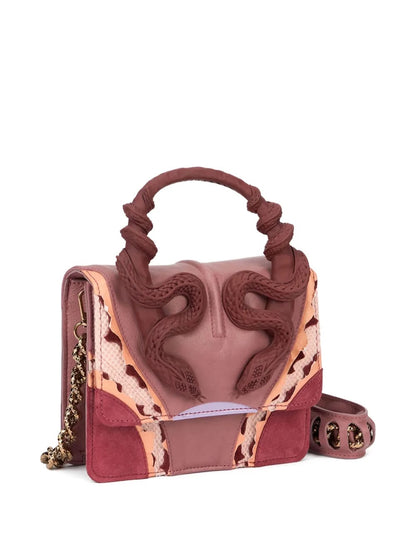 R-O-B-E-R-T-O C-A-V-A-L-L-I Reptile-Inspired Flap Bag – Cobra Effect Embossing | Premium Quality Women Bag (Pink)