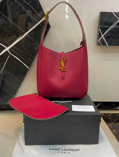 Y-S-L Saint Laurent Paris Le 5 à 7 Supple Small Hobo Bag – Grained Leather | Master Quality | Pinkish Red