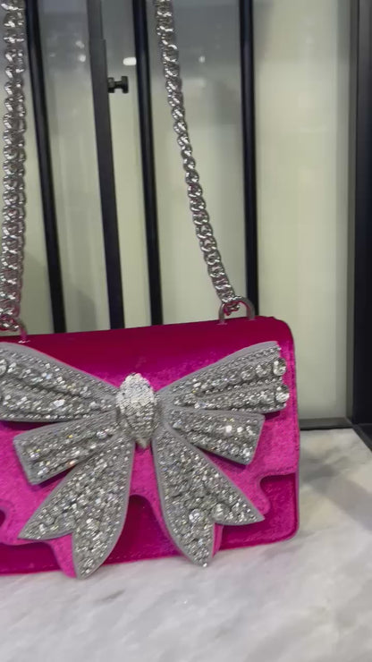 KURT GEIGER Small Shoreditch Bow – Women Bag (Crystal Embellished) (Pink)