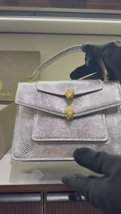 BVLGARI Serpenti Forever Charm Women Bag – Molten Karung Leather (Black)