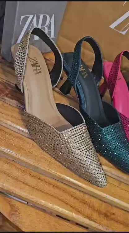 Zara Rhinestone Heel (green)