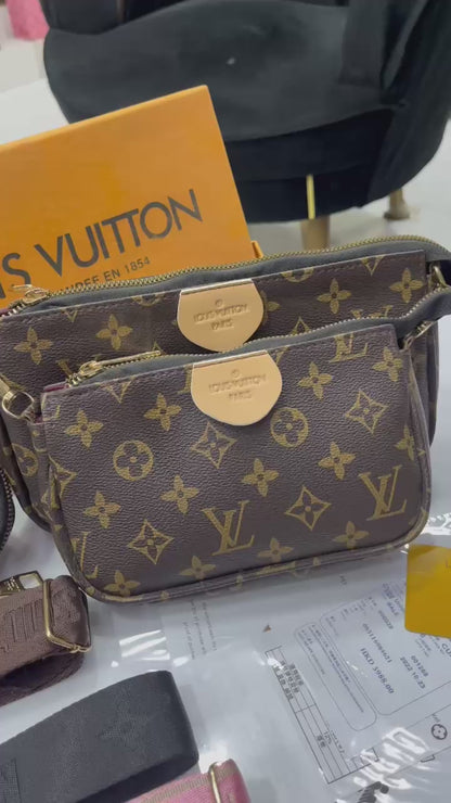 Louis Vuitton Pochette 3-Piece Set with Brand Zipper, Tag, Card, Invoice & Box