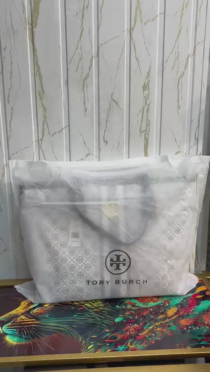 Tory Burch Handbag with Pouch, Long Belt, and Keychain (black)