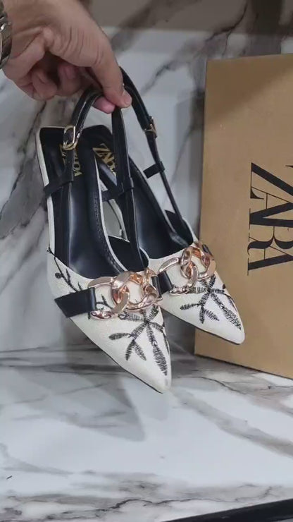 ZARA Petal Decor Women's Heels – Elegant & Chic