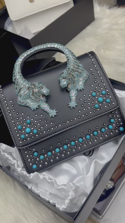 Roberto Cavalli Handbag (black/silver/blue)