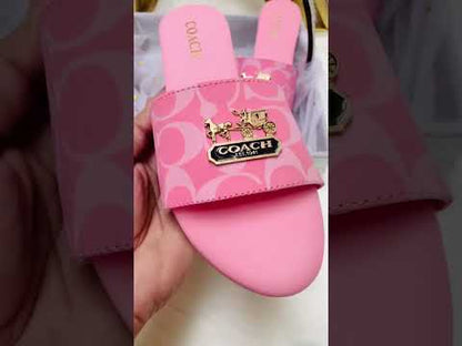 C-O-A-C-H Luxury Pink Flat Slippers – Premium Women Footwear | Chic Edition