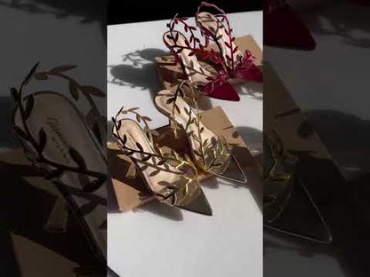 G-I-A-N-V-I-T-O R-O-S-S-I Pointed Heels – Sleek Elegance Women Footwear (Gold)