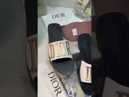C-H-R-I-S-T-I-A-N D-I-O-R Logo Slides – Comfort Women Footwear (Black/Gold)