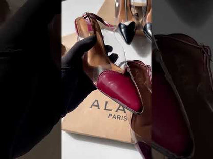A-L-A-Ï-A Le Cœur Slingbacks – Heartline Patent Women Footwear (Maroon)