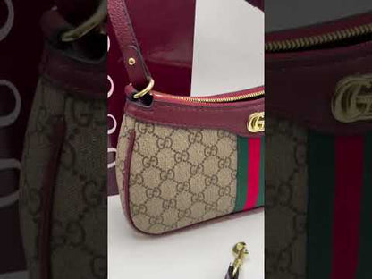 G-U-C-C-I Ophidia Small Shoulder Women Bag – Classic Edition (Maroon/Beige)