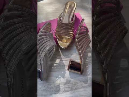 J-I-M-M-Y C-H-O-O Mashe Crystal Heels | Super Premium Edition (Gold)