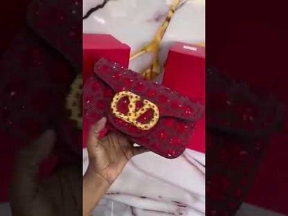 V-A-L-E-N-T-I-N-O G-A-R-A-V-A-N-I Locò Small Shoulder Women Bag – Crystal Floral Edition (Red)
