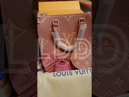 L-O-U-I-S V-U-I-T-T-O-N OnTheGo Handbag with Pouch – 2PC Luxe Women Bag Set (Pink)