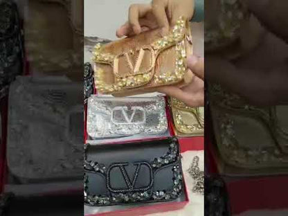 V-A-L-E-N-T-I-N-O G-A-R-A-V-A-N-I Locò Small Crossbody Women Bag – Crystal Edition (Black Design-2)