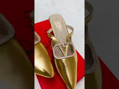 V-A-L-E-N-T-I-N-O Luxury Women Heels – Elegant Pointed Design | Premium Edition (Gold)