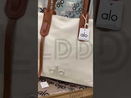 A-L-O Y-O-G-A Large Canvas Shopper Tote – Studio to Street Women Bag (Black)