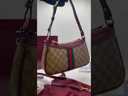 G-U-C-C-I Ophidia Small Shoulder Women Bag – Classic Edition (Maroon/Beige)