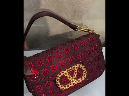 V-A-L-E-N-T-I-N-O G-A-R-A-V-A-N-I Locò Small Shoulder Women Bag – Crystal Floral Edition (Red)