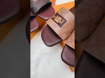 C-O-A-C-H Flat Slippers – Official Model Women Footwear (Brown/Beige)