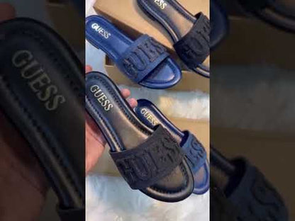 G-U-E-S-S Luxury Denim Flat Slippers | Chic Casual Edition (Blue)