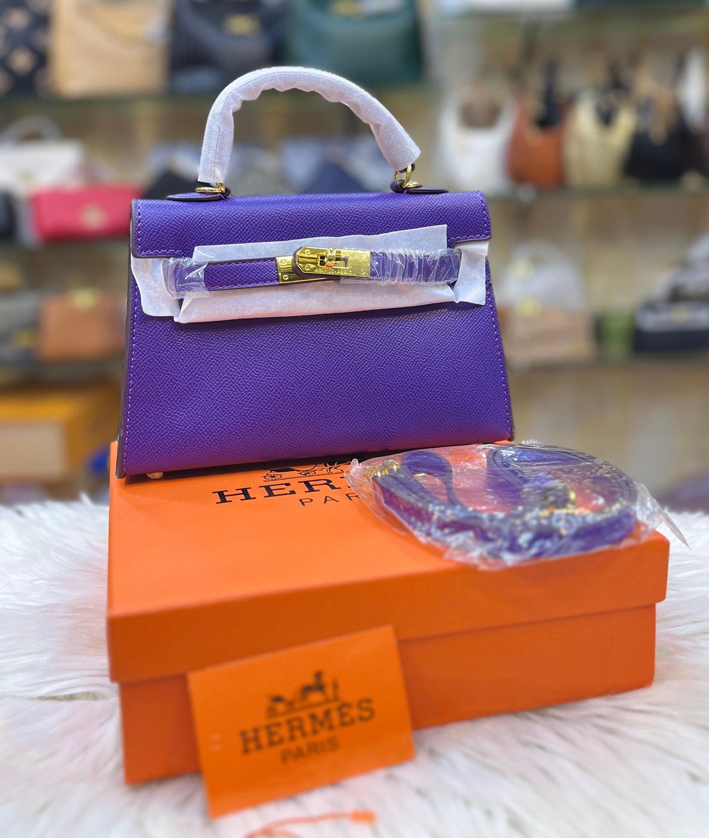H-E-R-M-È-S Kelly 20 Mini – Elegant PU Leather Women Bag | Premium Quality (Purple)