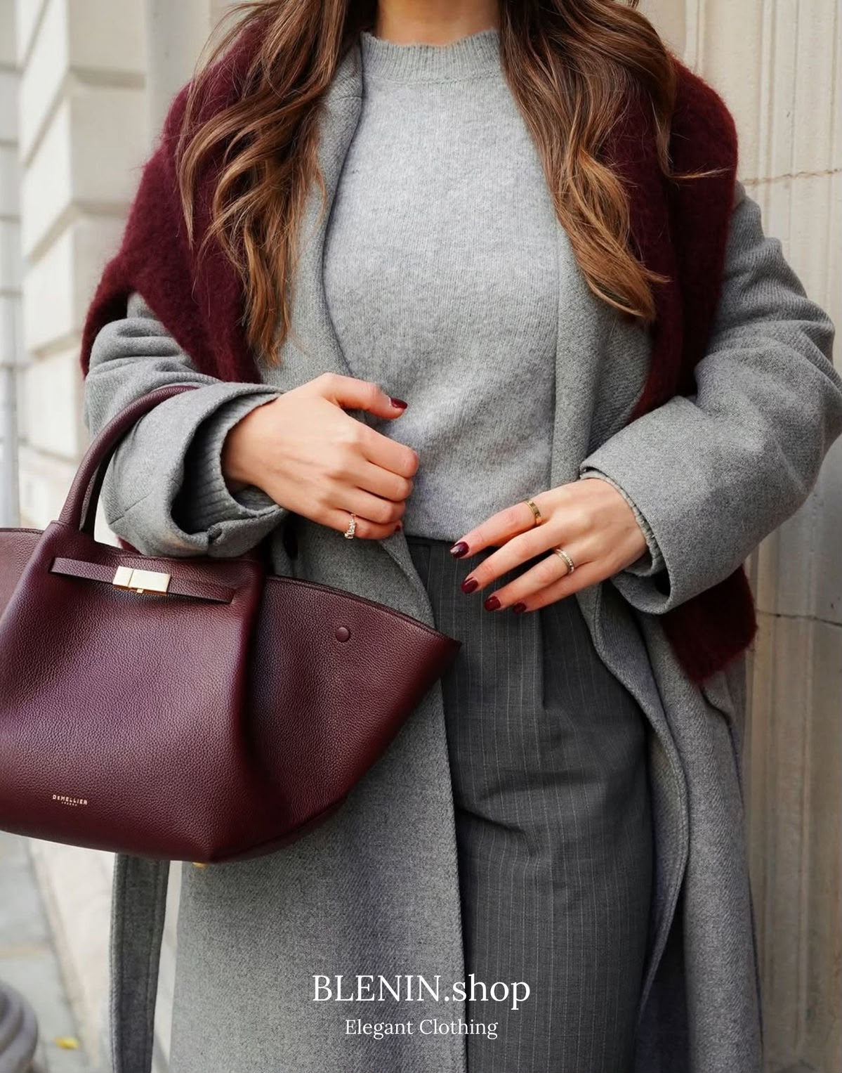 D-E-M-E-L-L-I-E-R Hand Bag – Master Quality Women Bag | Long Belt (Maroon)