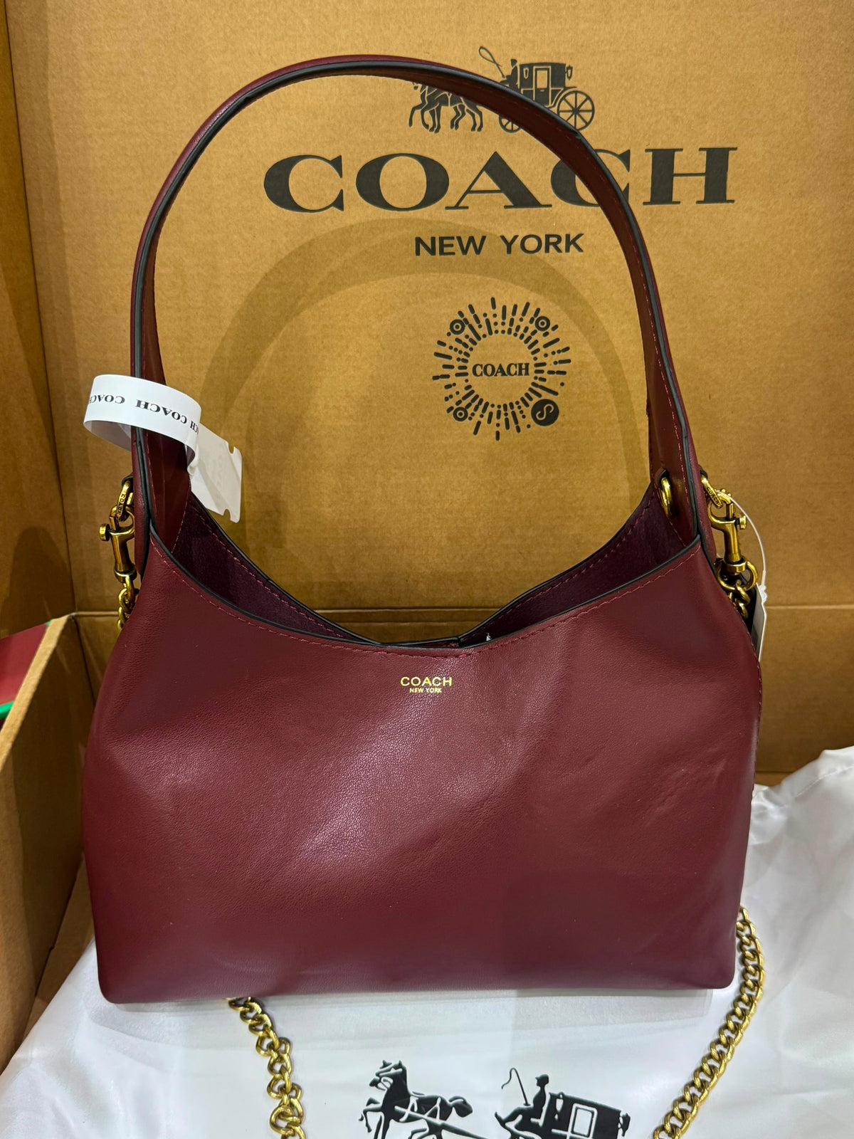 C-O-A-C-H Brooklyn Shoulder Bag 23 – Premium Quality Women Bag | Turkish Import | Complete Brand Box Packaging (Maroon)