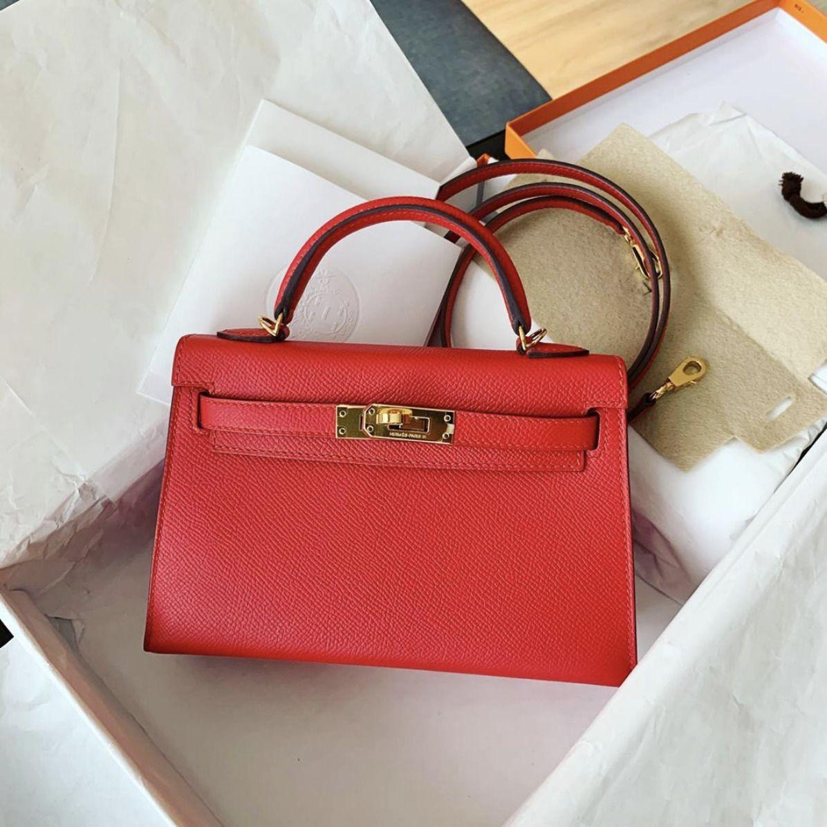 H-E-R-M-È-S Kelly 20 Mini – Elegant PU Leather Women Bag | Premium Quality (Red)