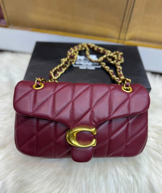 C-O-A-C-H Quilted Tabby 26 – Premium Quality Shoulder & Crossbody Women Bag (Maroon)