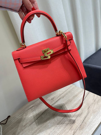 HERMÈS KELLY SELLIER 25CM – Women Bag | Luxury Leather Top Handle & Shoulder Bag (Red)
