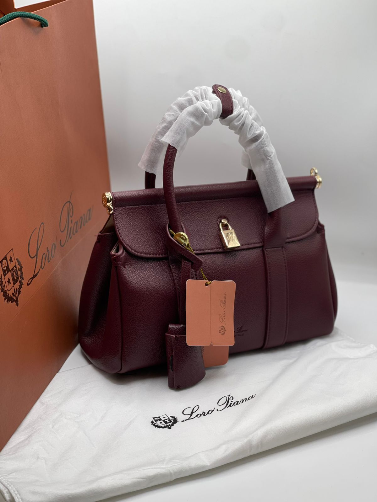 L-O-R-O P-I-A-N-A Loom Bag L32 – Premium Leather & Canvas Women Bag (Maroon)
