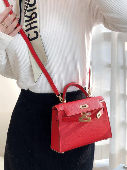 H-E-R-M-È-S Kelly 20 Mini – Elegant PU Leather Women Bag | Premium Quality (Red)