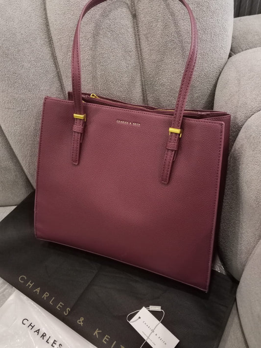 C-H-A-R-L-E-S & K-E-I-T-H Sansa Tote Bag – Premium Quality Women Bag (Maroon)