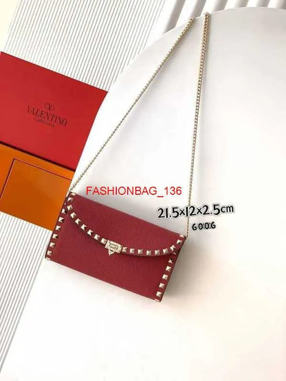 V-A-L-E-N-T-I-N-O Rockstud Wallet – Grained Leather (Maroon)