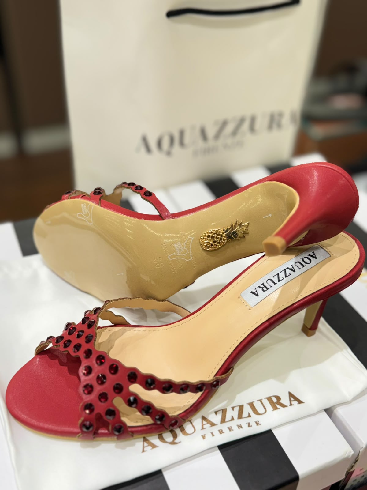 A-Q-U-A-Z-Z-U-R-A Tequila Mule 75 – Luxury Women Footwear (Red)