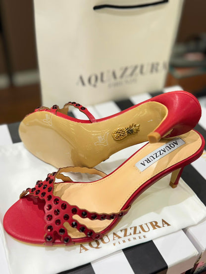 A-Q-U-A-Z-Z-U-R-A Tequila Mule 75 – Luxury Women Footwear (Red)