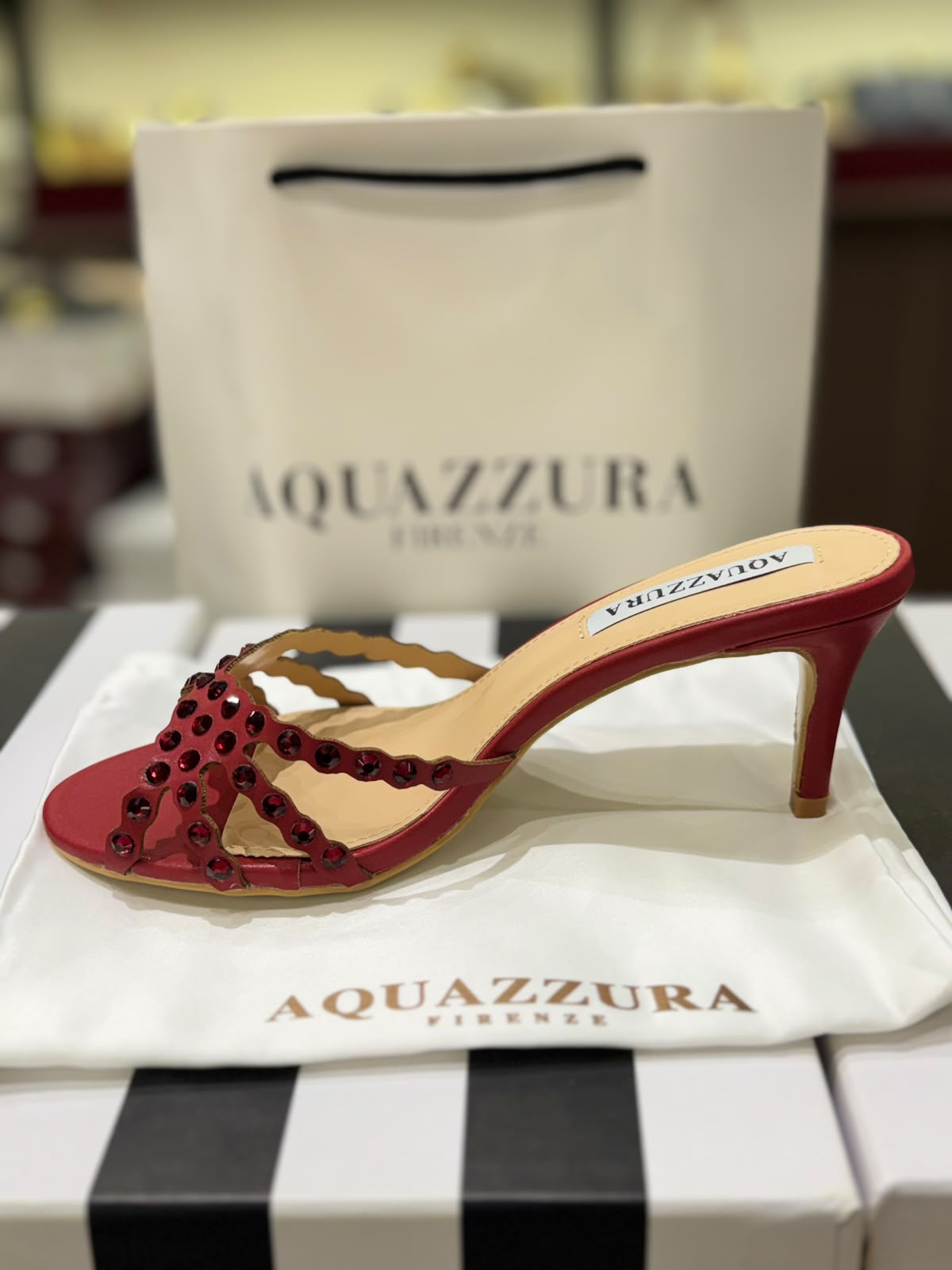 A-Q-U-A-Z-Z-U-R-A Tequila Mule 75 – Luxury Women Footwear (Red)