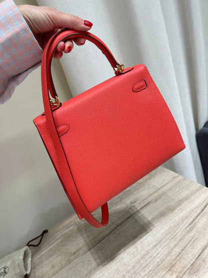 HERMÈS KELLY SELLIER 25CM – Women Bag | Luxury Leather Top Handle & Shoulder Bag (Red)
