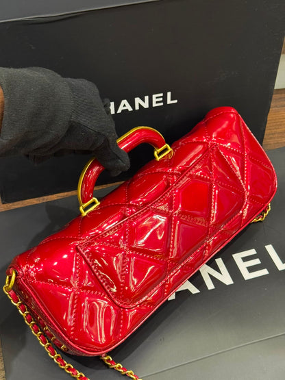 C-H-A-N-E-L 2025 Large Patent Top Handle Bag – Fall/Winter Collection | Premium Quality Women Bag (Red)