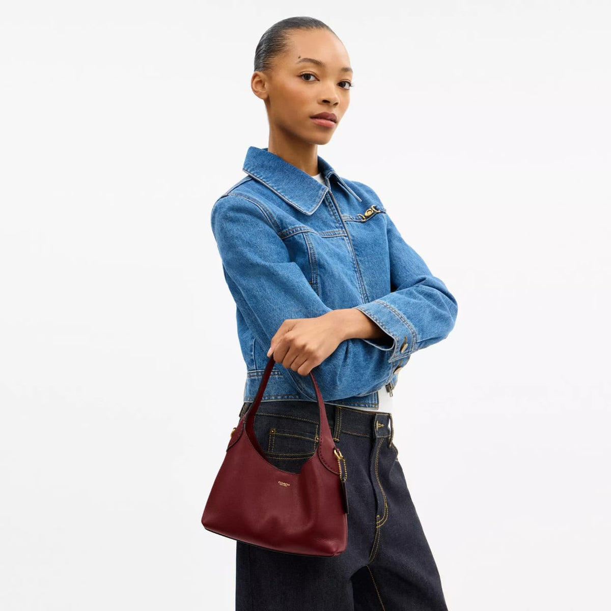 C-O-A-C-H Brooklyn Shoulder Bag 23 – Premium Quality Women Bag | Turkish Import | Complete Brand Box Packaging (Maroon)