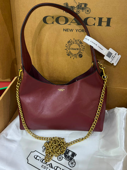 C-O-A-C-H Brooklyn Shoulder Bag 23 – Premium Quality Women Bag | Turkish Import | Complete Brand Box Packaging (Maroon)