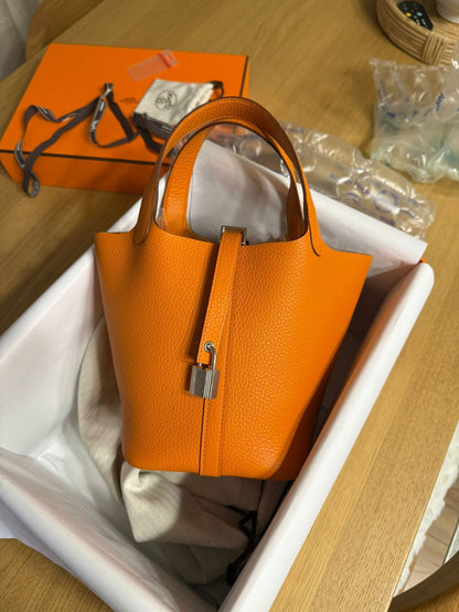 H-E-R-M-È-S Picotin Lock 18 – Iconic Luxe Women Bag (Mustard)