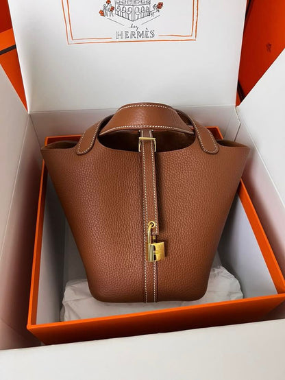 H-E-R-M-È-S Picotin Lock 18 – Iconic Luxe Women Bag (Brown-1)