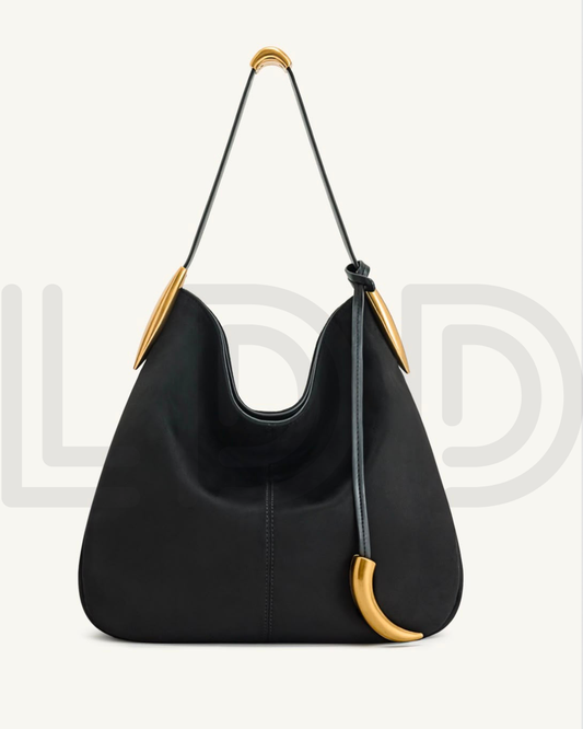 J-W P-E-I Nina Metal Charm Hobo Bag – Modern Luxe Women Bag (Black)