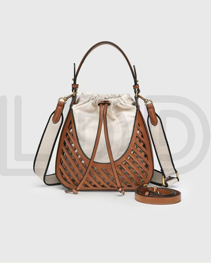 Z-A-R-A Contrasting Bucket Bag – Master Quality Crossbody Women Bag (Brown with Off White)